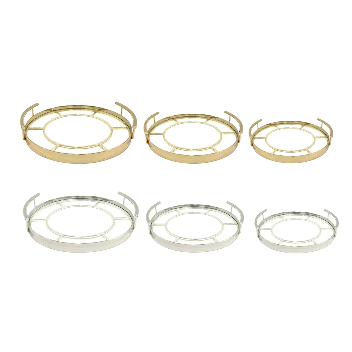 Round Glass Metal Rim Tray