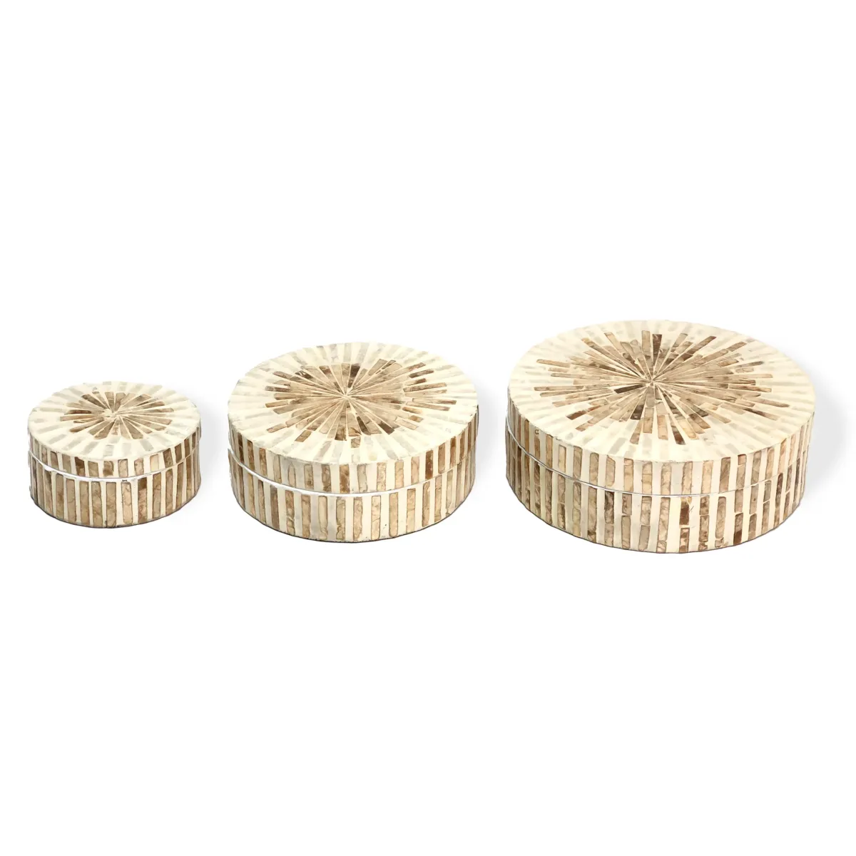Round Box with Mop White Brown Line – Organize with Unique Style!