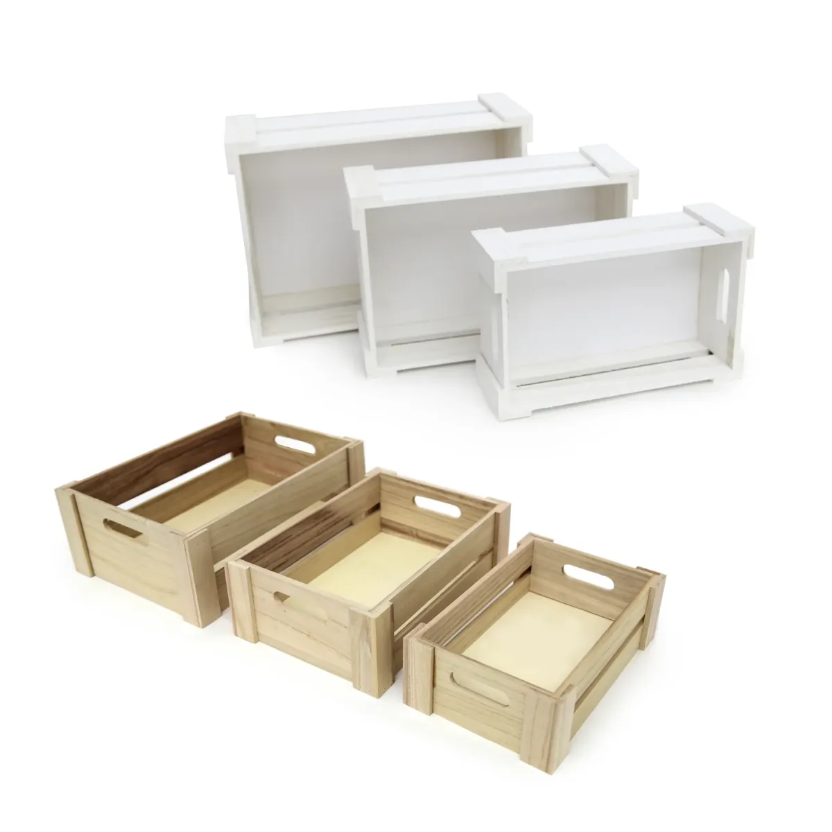 Mid Open Plain Wooden Rectangle Basket