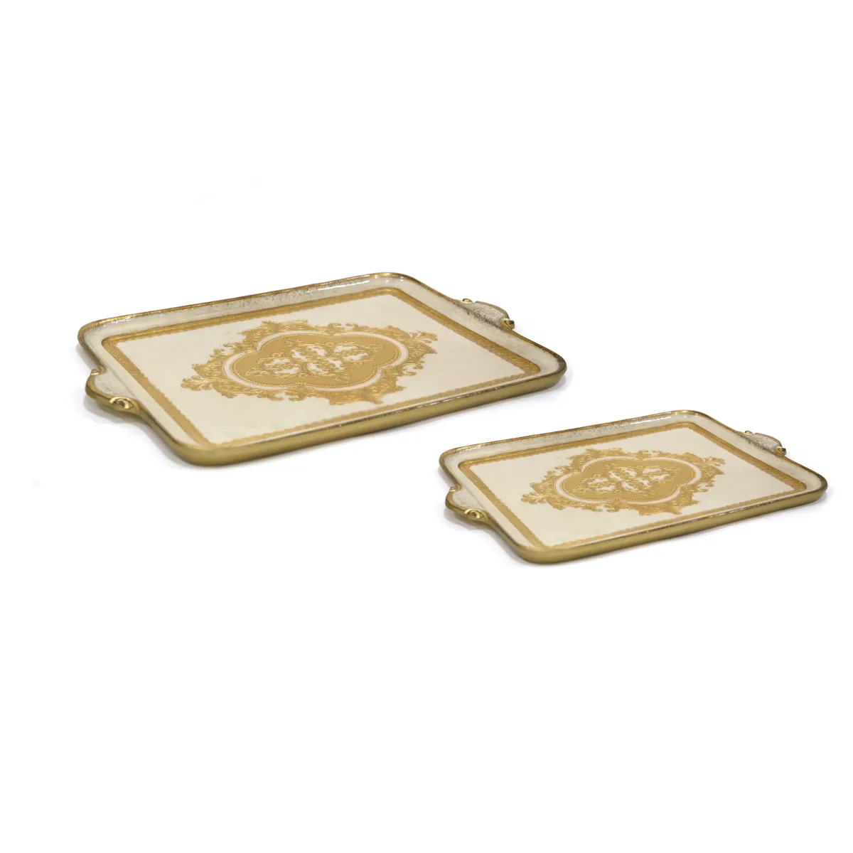 Ivory/Gold Wooden Tray
