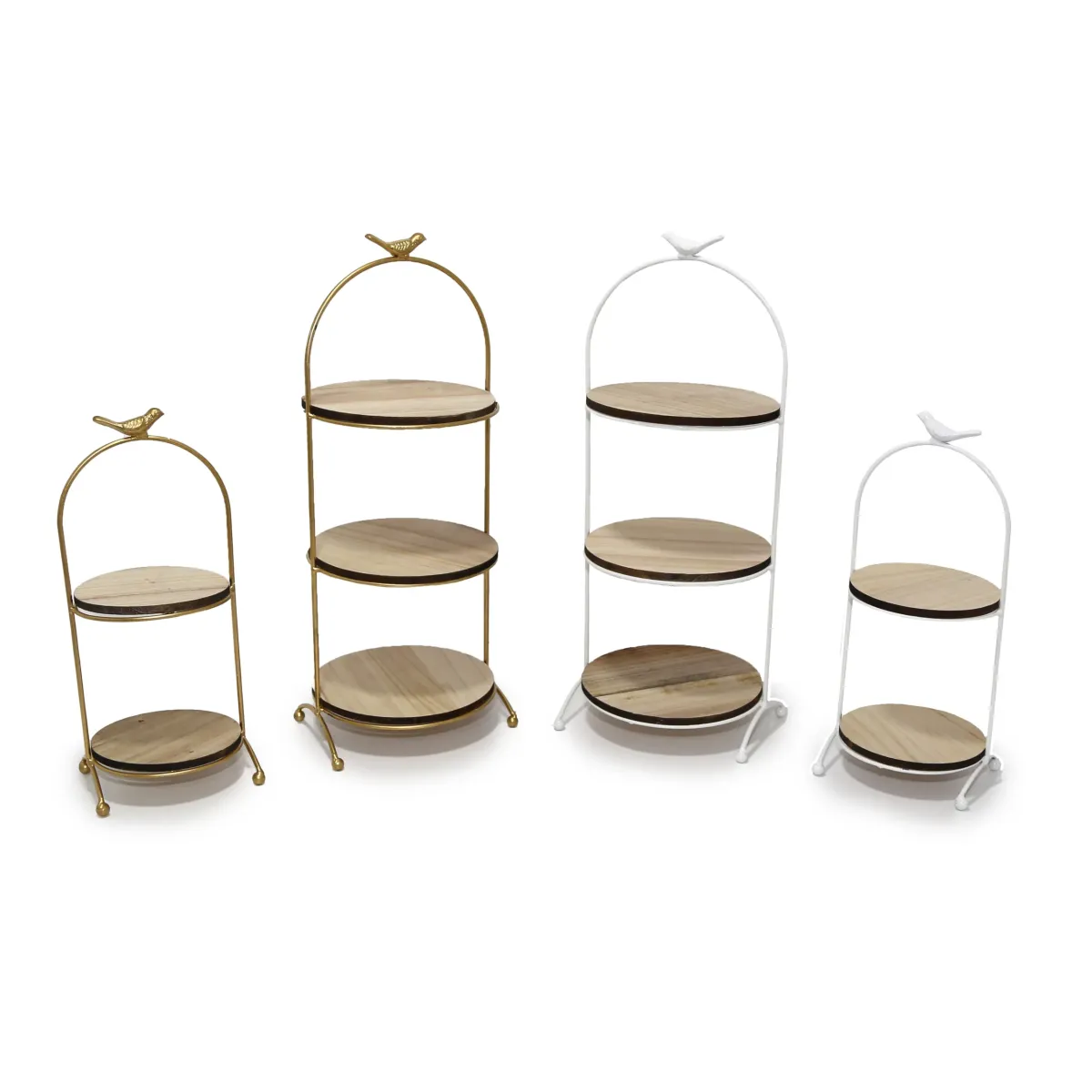 3 Floors Metal Wood Stand With Bird On Top