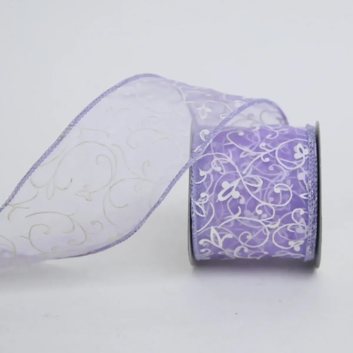 Purple & White Lines Organza Ribbon
