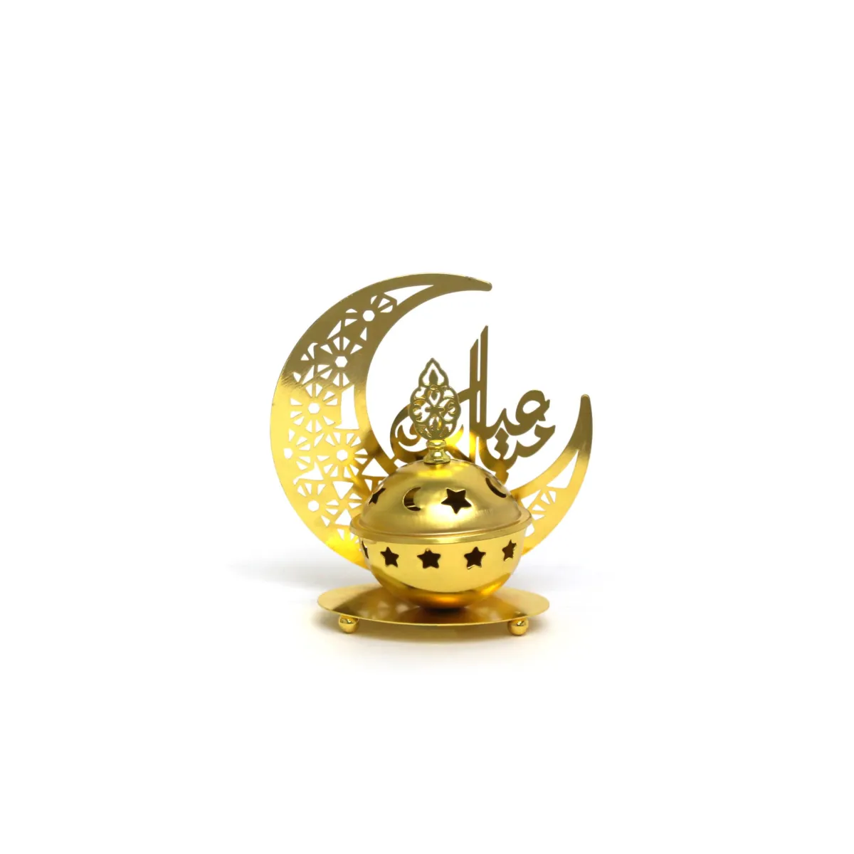 Gold Crescent Eid Mubarak Diffuser Holder – Islamic Aromatherapy Decor, Eid al-Fitr & Eid al-Adha Celebration Essential, Elegant Home Gift