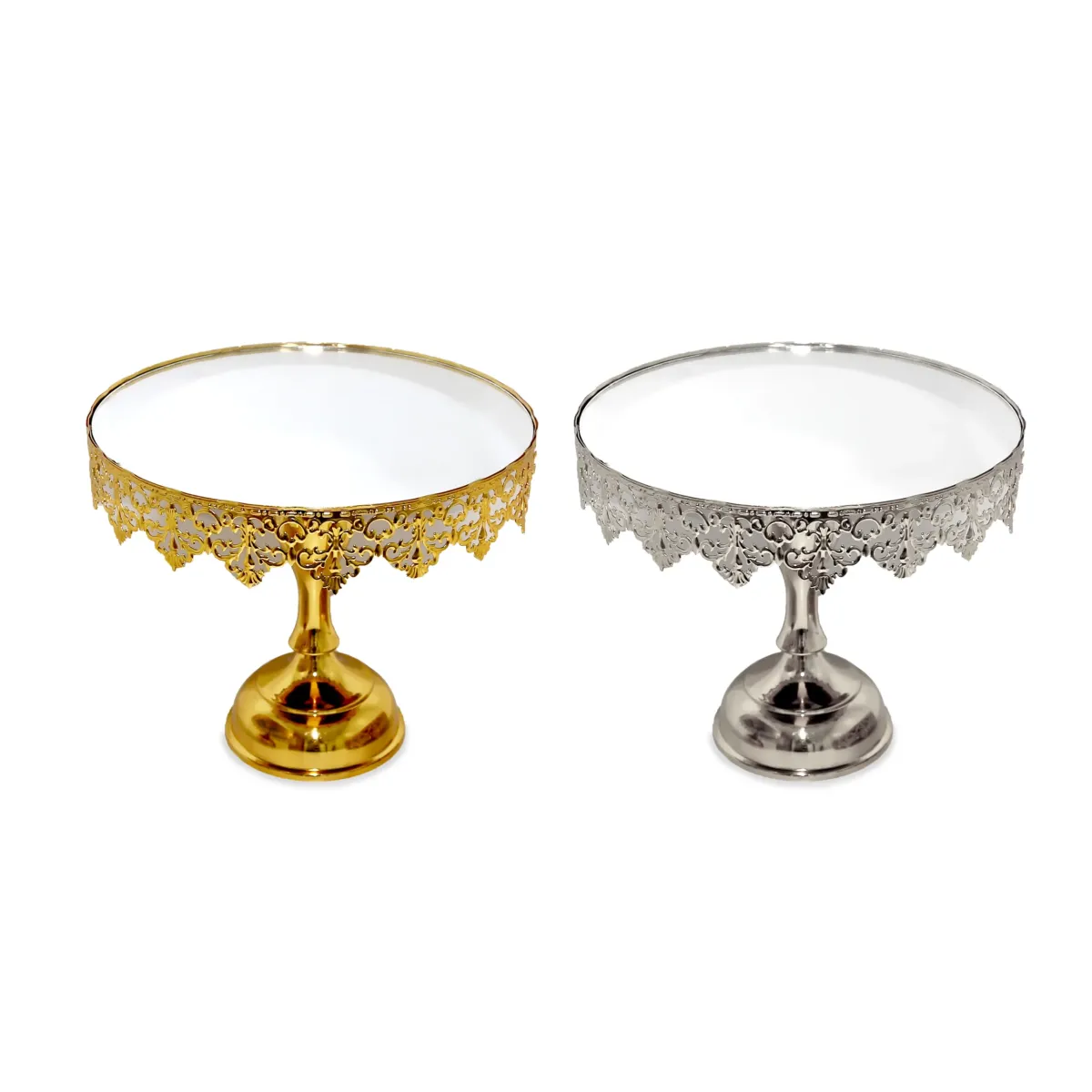 Round Crown Mirror Footed Cake Stand