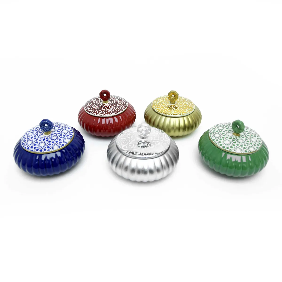 Pattern Printed Cover Ribbed Pot – Elegant Ramadan Decoratives & Functional Storage