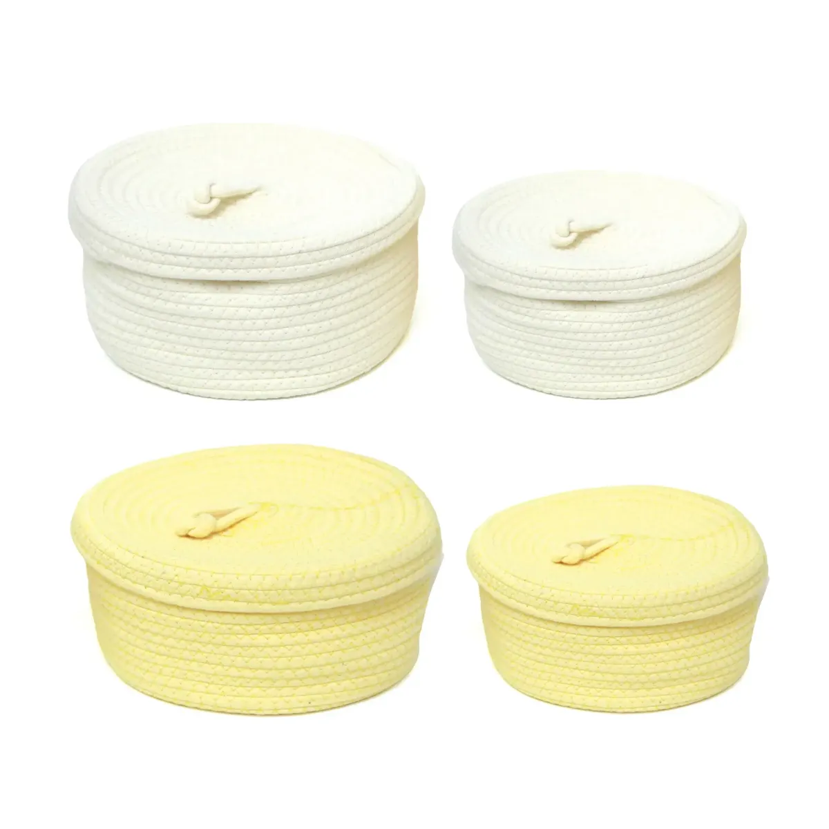 Handle Cover Woven Basket Set of 2 Storage Decor