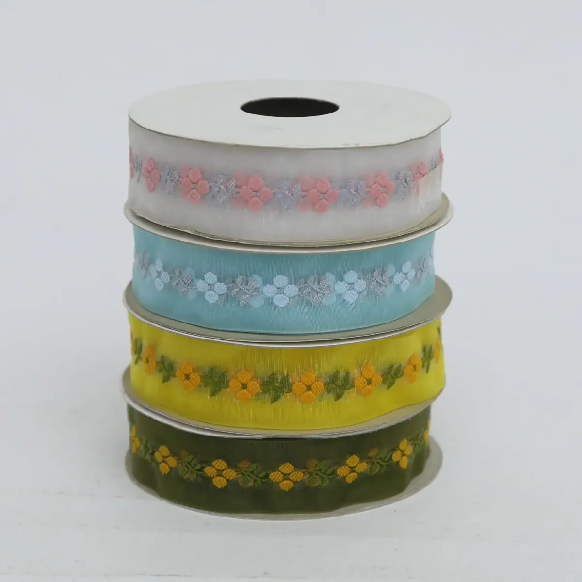 Stitched Flower Organza Ribbon