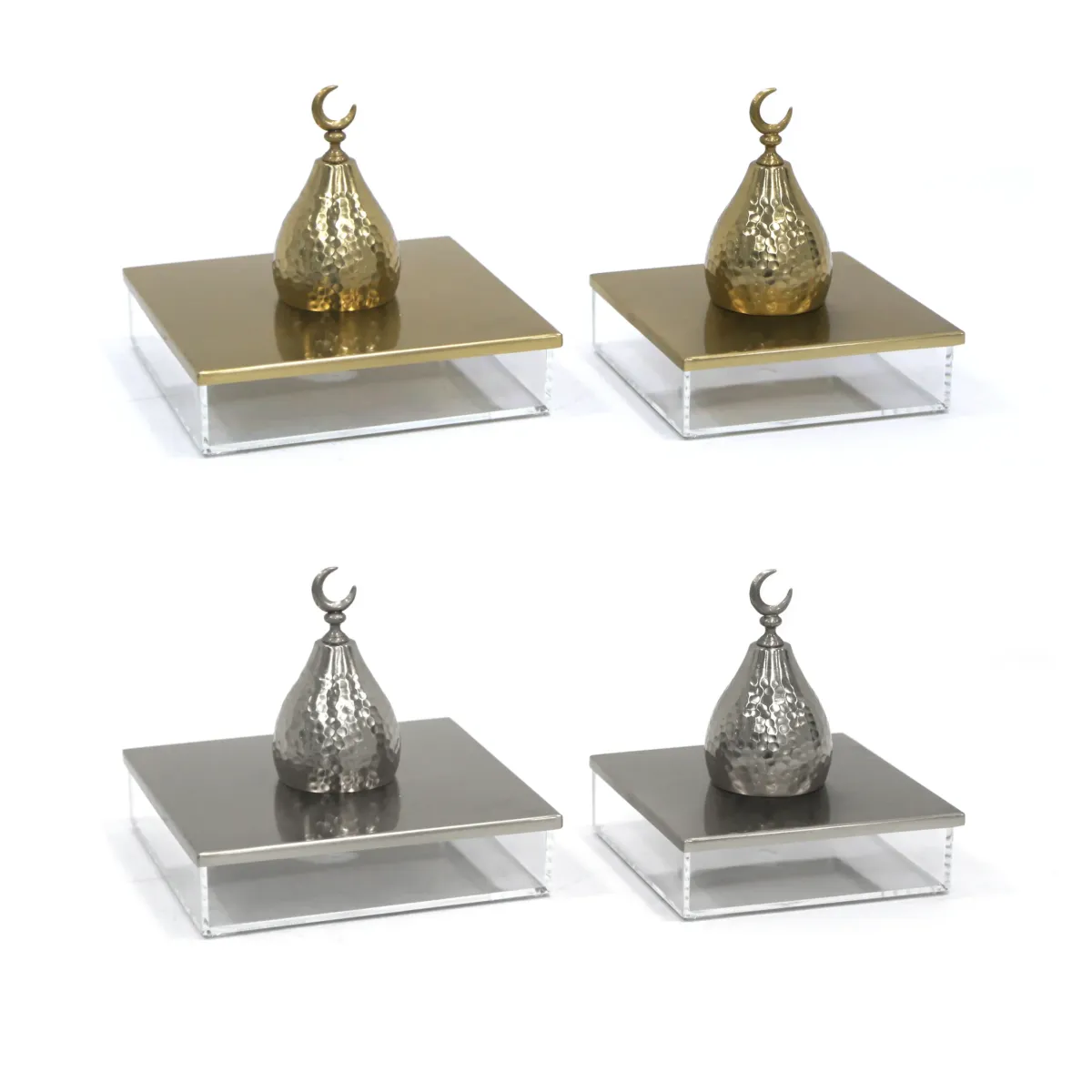 Hammered Knob Plexi Box Stainless Cover Square