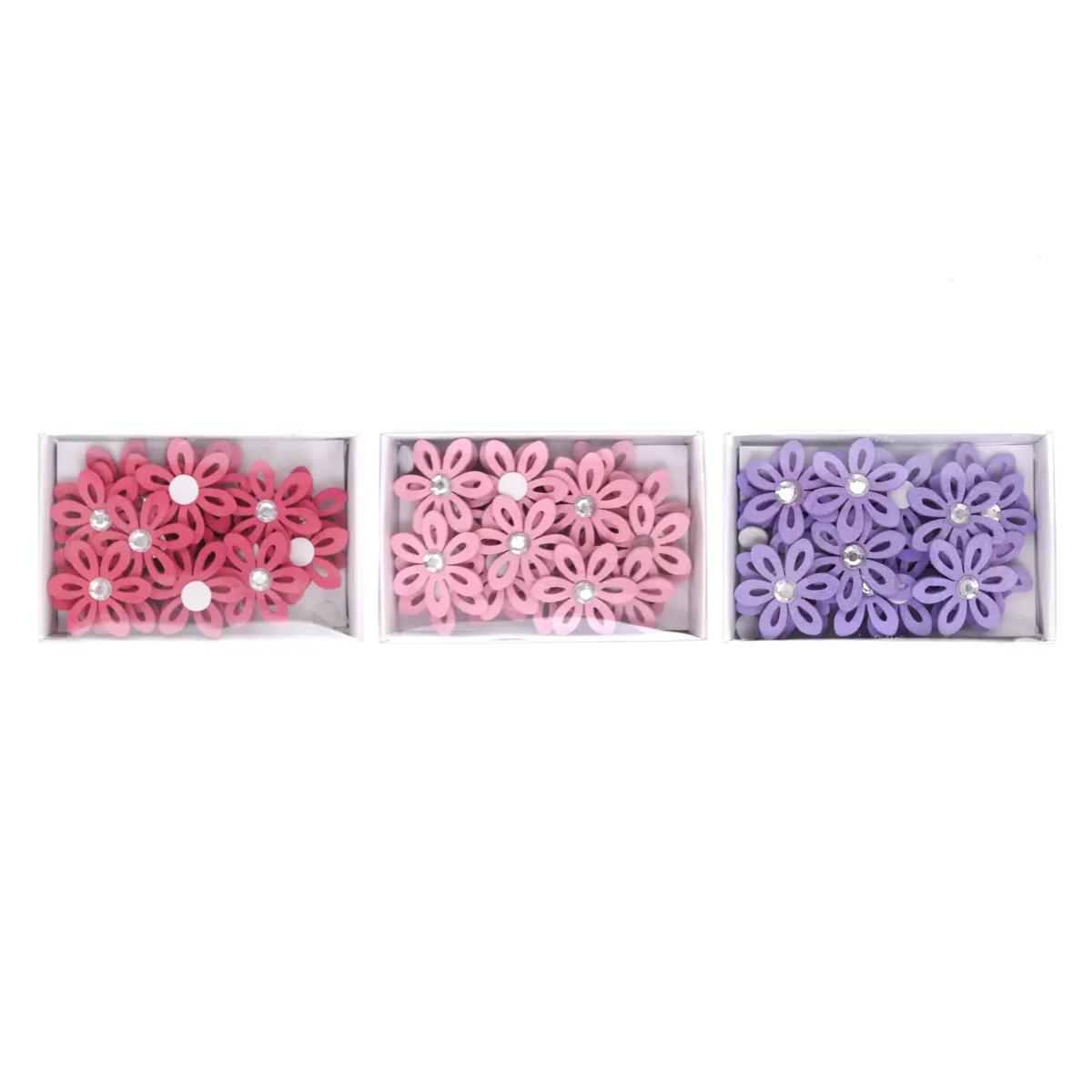 Flower With Middle Strass Wooden Motif