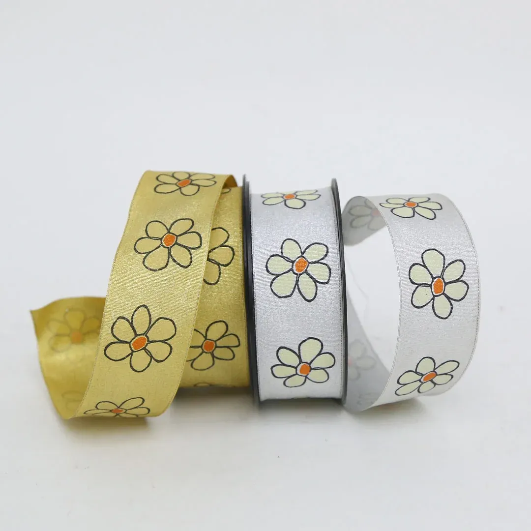Flower Drawing Taffeta Ribbon