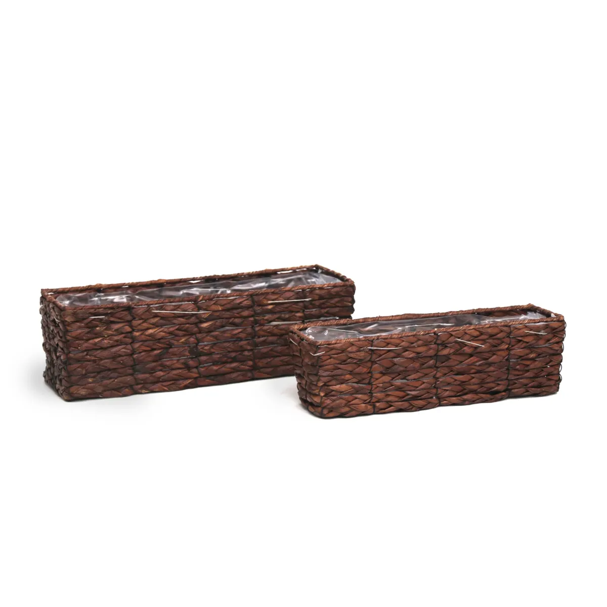 Rectangle Brown Willow Basket With Wooden Base