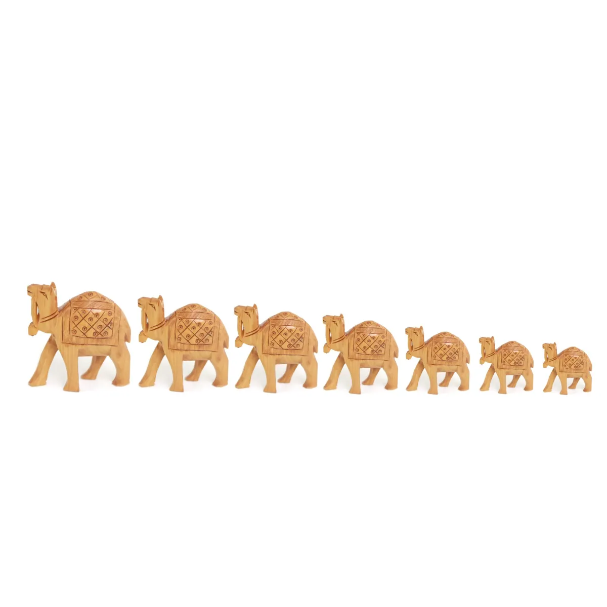 Camel Bridge of Carved Camels – Handcrafted Wooden Decor, Middle Eastern Cultural Art, Unique Home Accent Piece