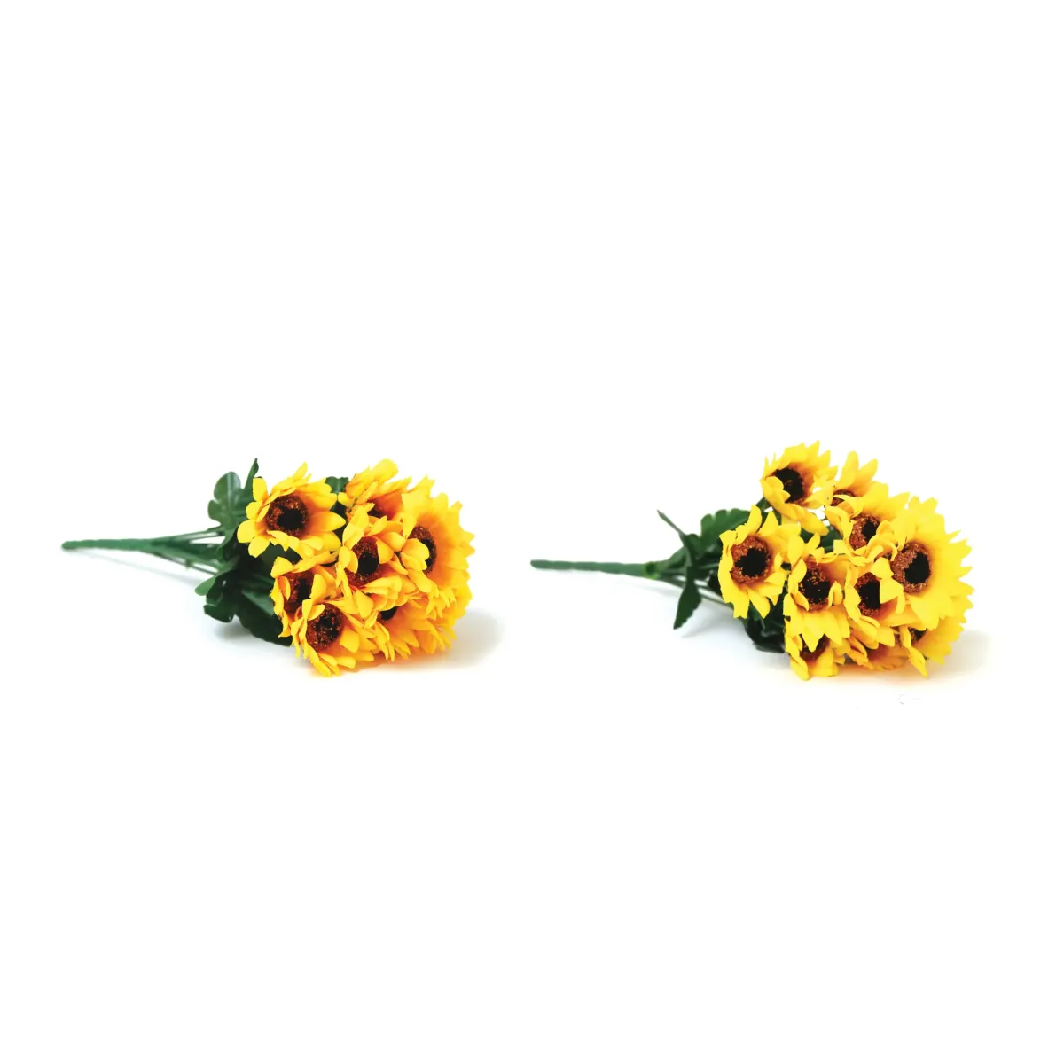 18 Heads Sunflower Green Leaves Bunch