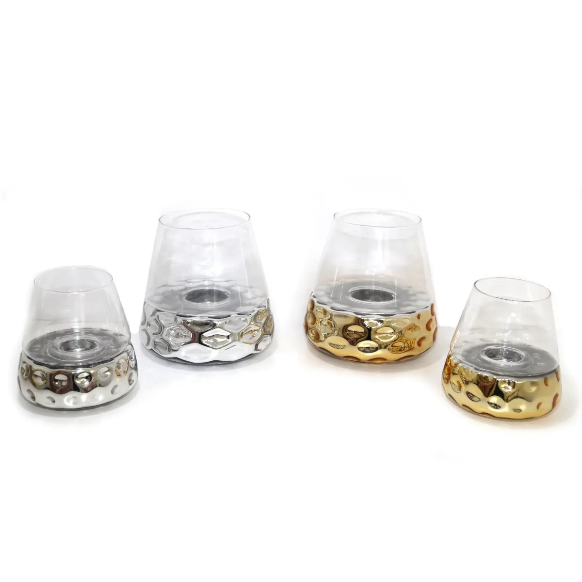 Hammered Base Glass Cone Candle Holder
