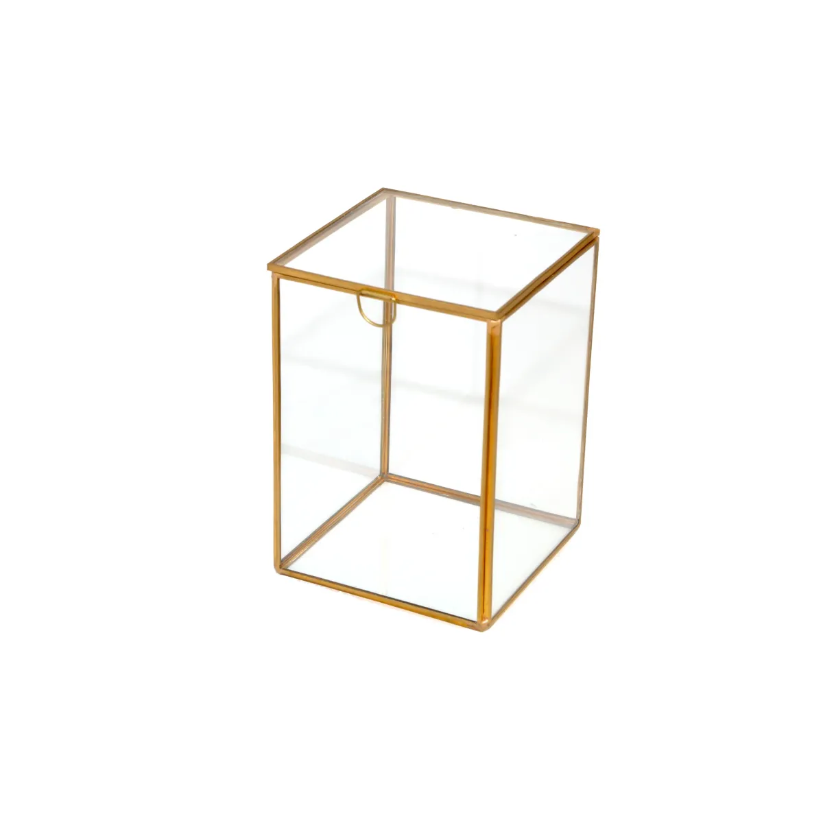 Ramadan Glow: Elegant Gold Square Glass Box for Decoratives