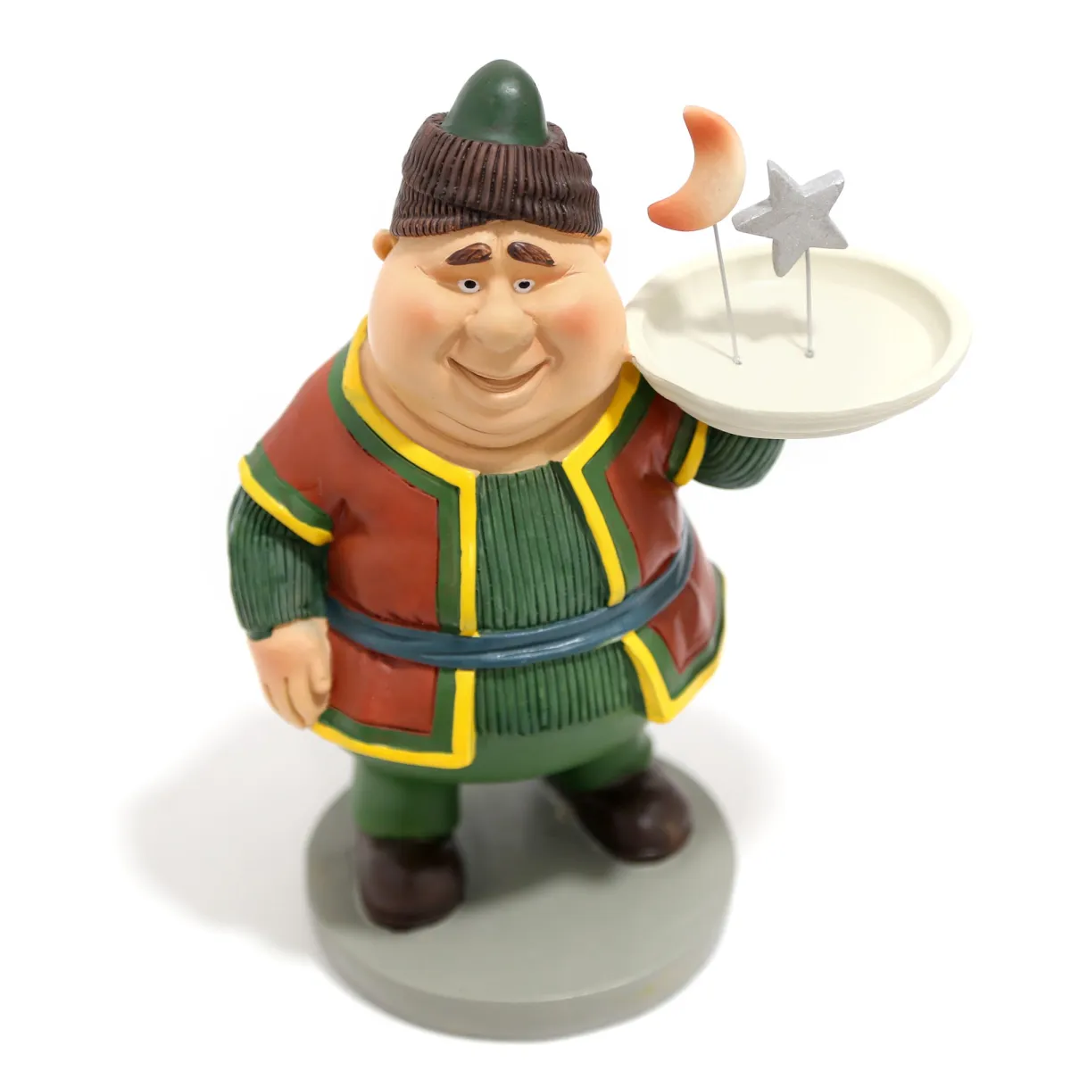 Freestanding Fat Man Holding Star & Moon on Plate Figurine – Ramadan Decorative Collection | Festive Home & Tabletop Ornament