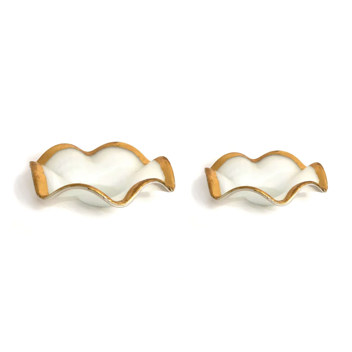 Gold Wavy Sides White Bowl