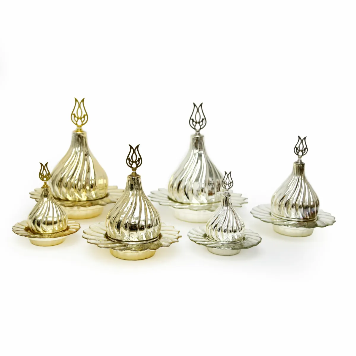 Set of Plate Dome Glass Canister – Elegant Islamic Decoratives for Ramadan & Home Storage