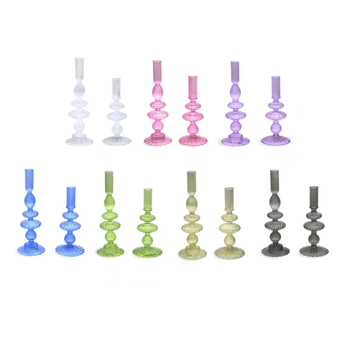 Ribbed Glass Candle Holder