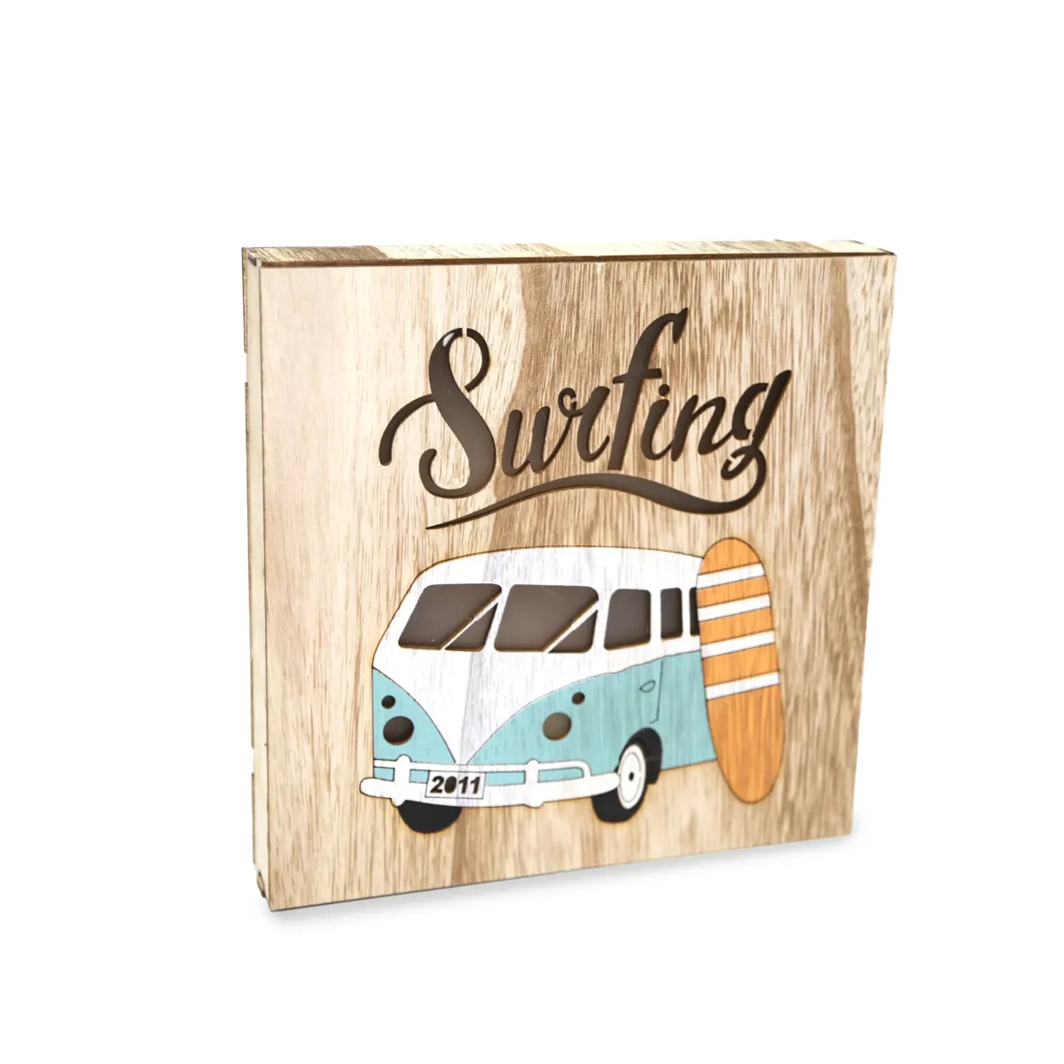 Led Box Surfing Wooden Decoration
