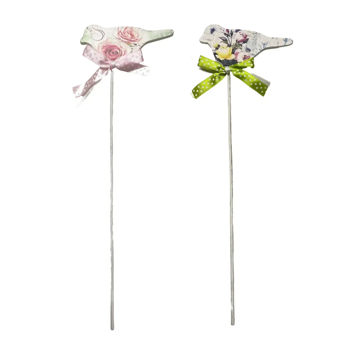 Rose Printed Bird Stick – Decorative Craft Pick