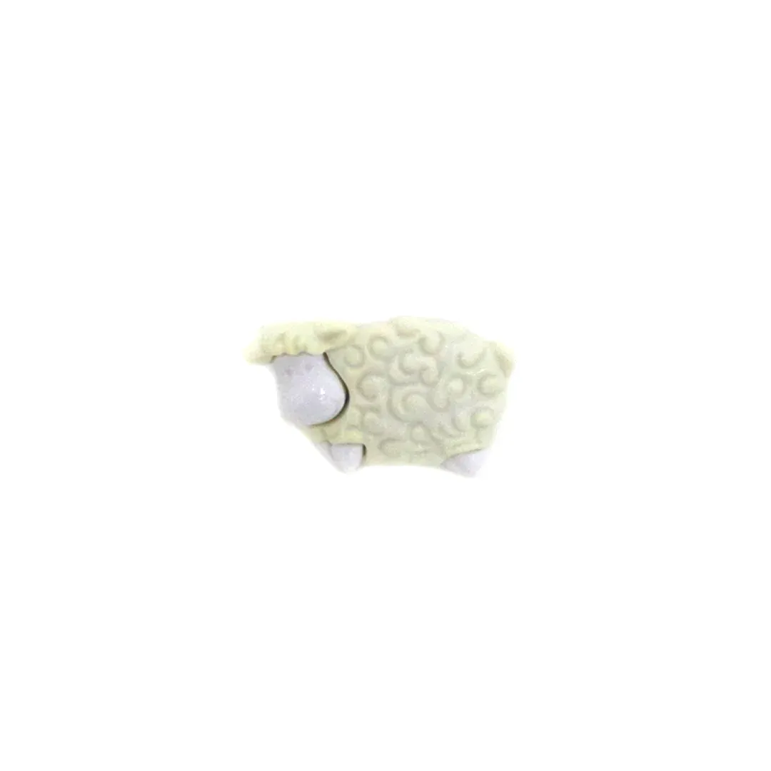Sheep Button Motif Decoration – Charming Farmhouse Figurine for Home, Nursery, and Shelf Decor
