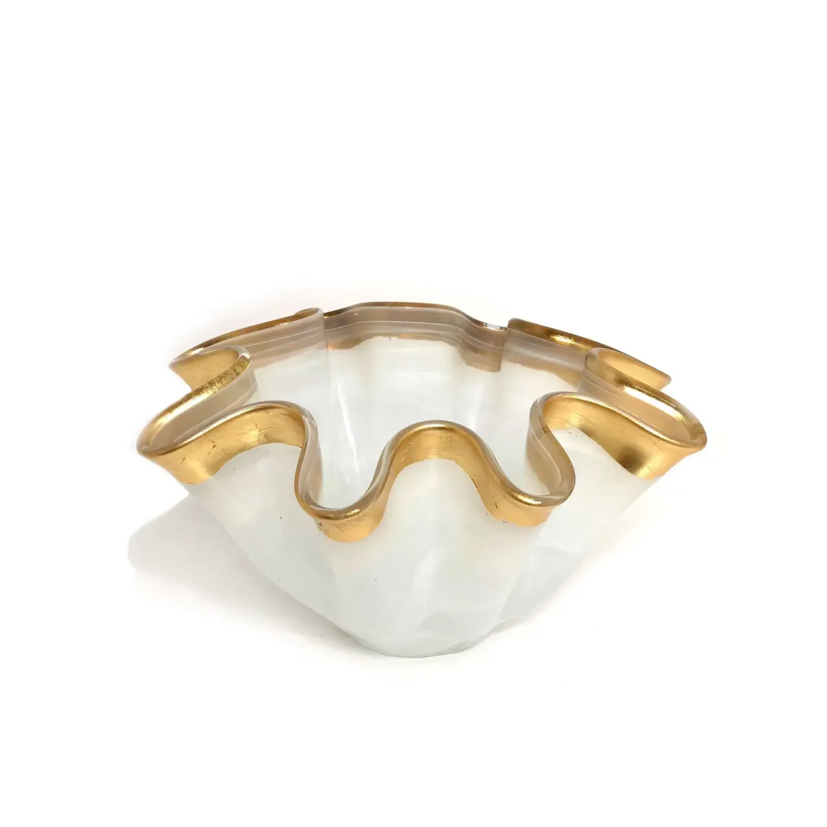 White & Gold Short Wavy Headband Vase