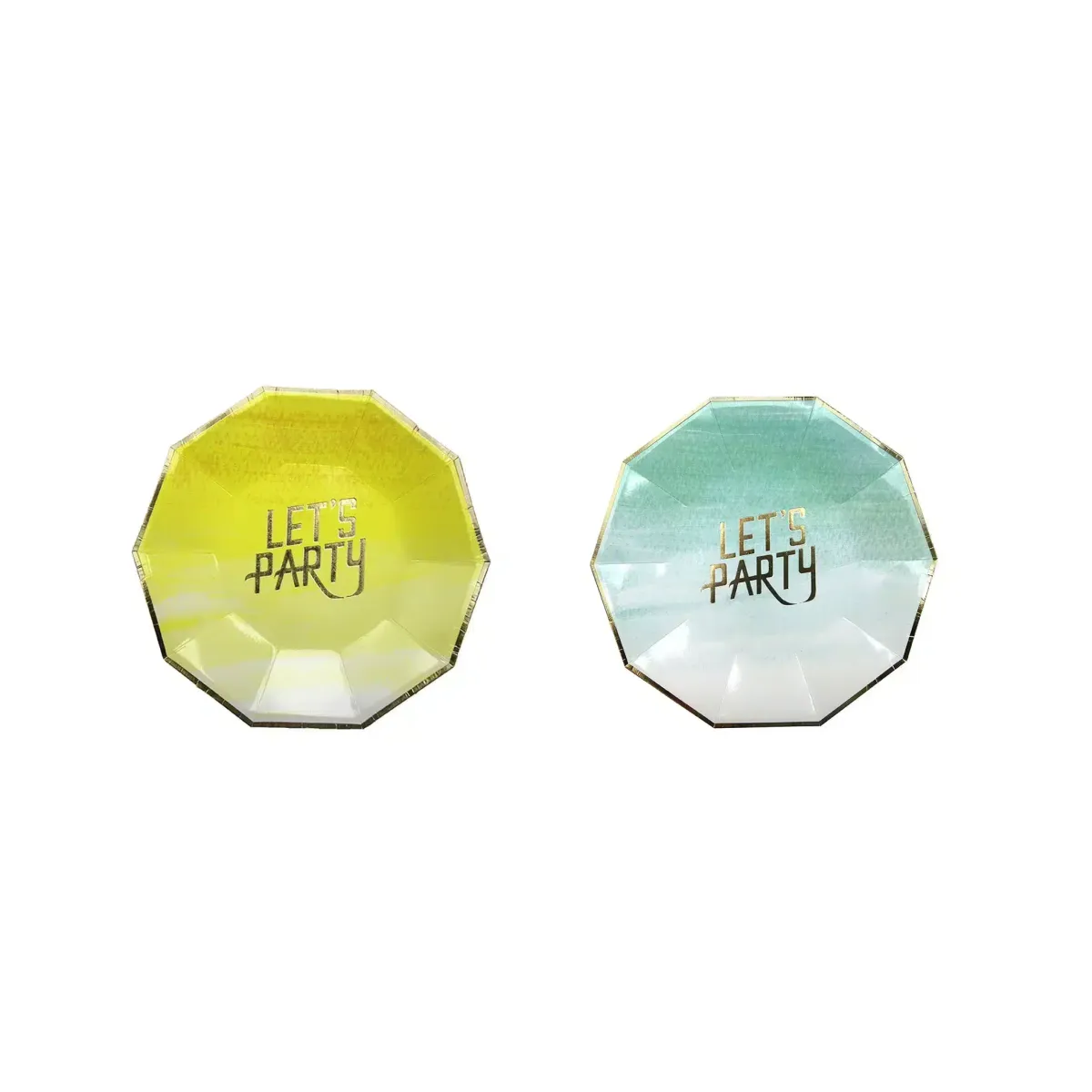 “Let’s Party” Yellow Hexagon Plate – Fun Party Tableware