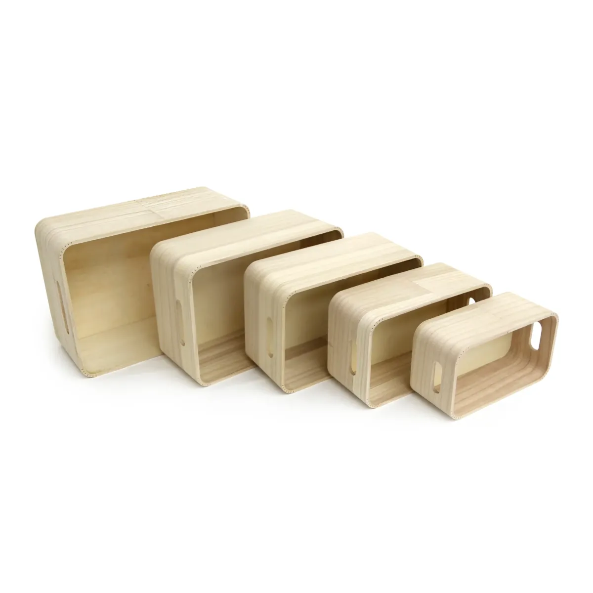 Natural Rectangle Bullnose Edged Deep Plain Wooden Tray