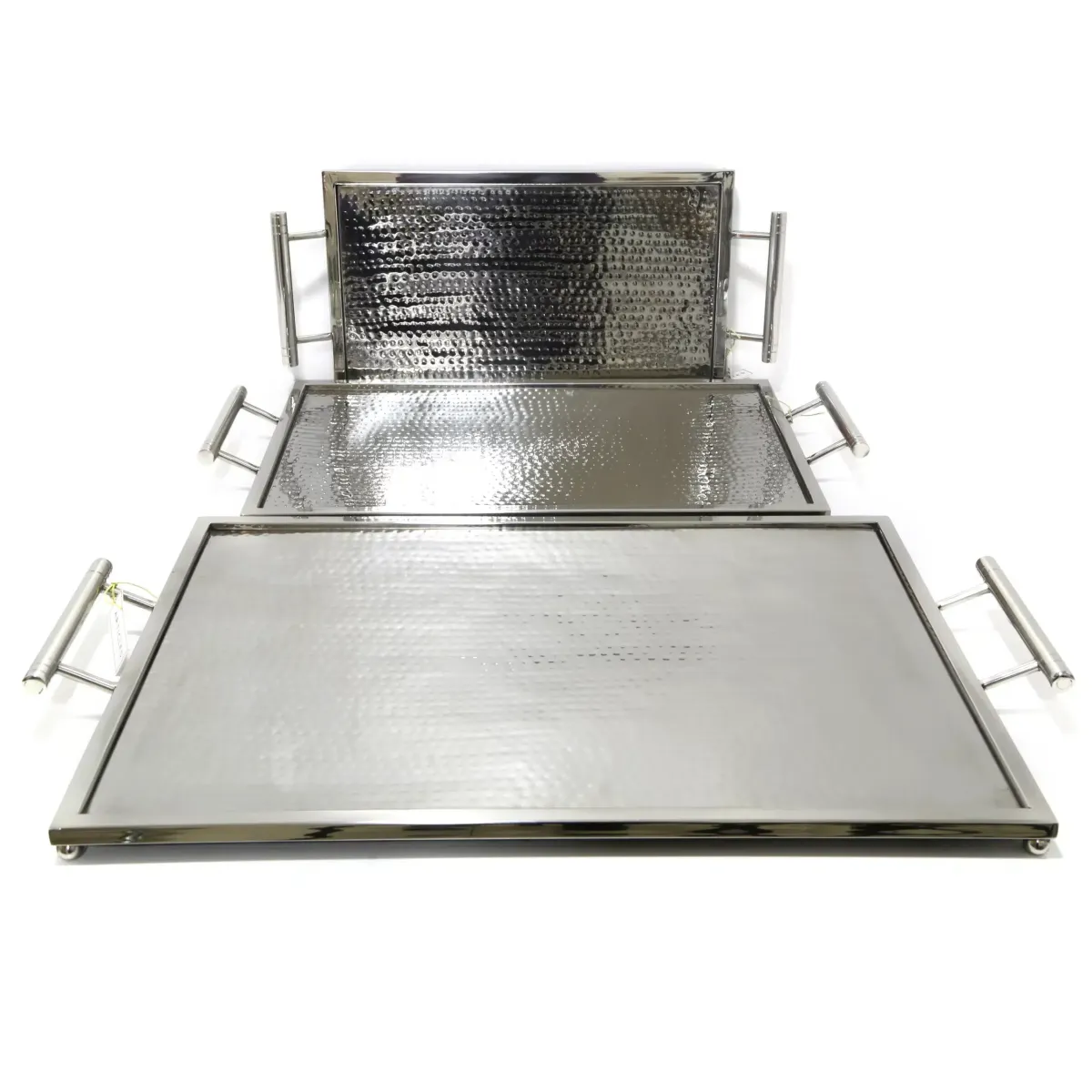 Silver Rectangle Base Hammered Tray