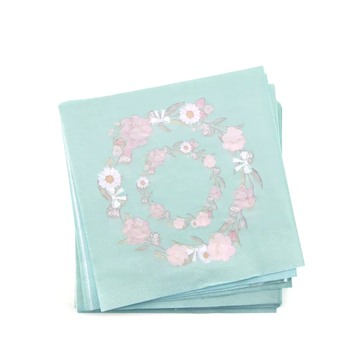 Aqua Floral Napkins Elegant Party Table Decor