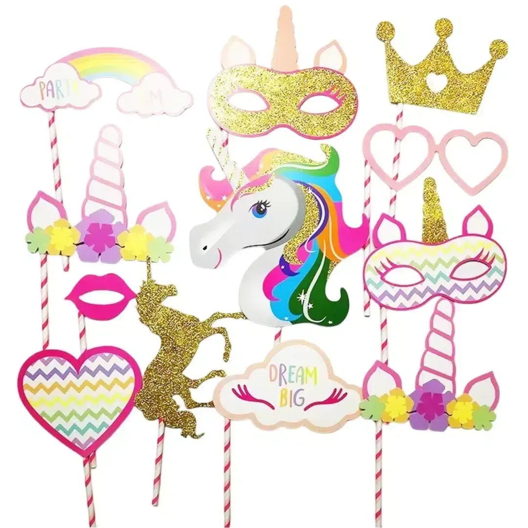 Rainbow Unicorn Props on Sticks – Bring Magic to Your Party!
