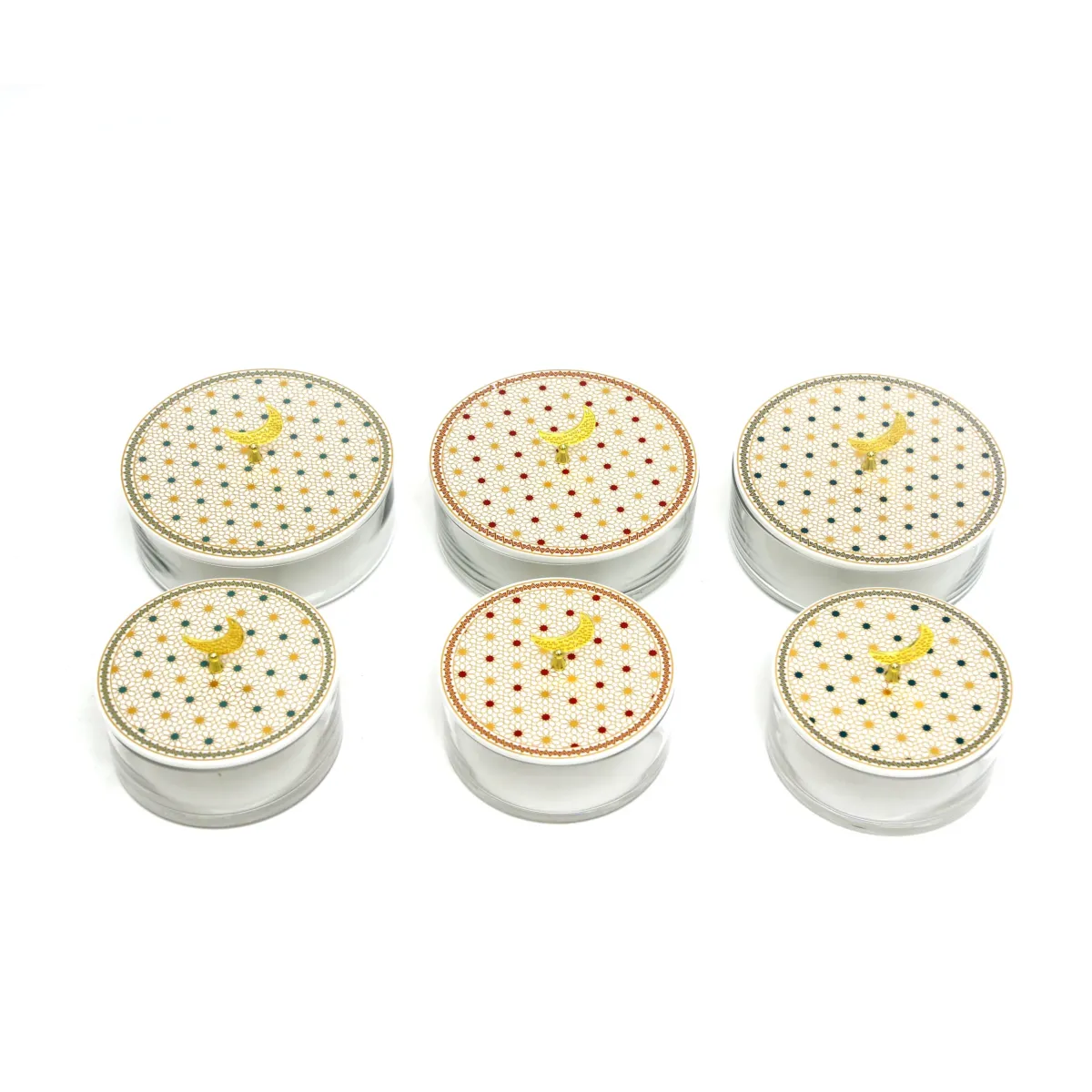 Ramadan Splendor: Glass Bowls with Ceramic Lids and Moon Handles for Elegant Serving