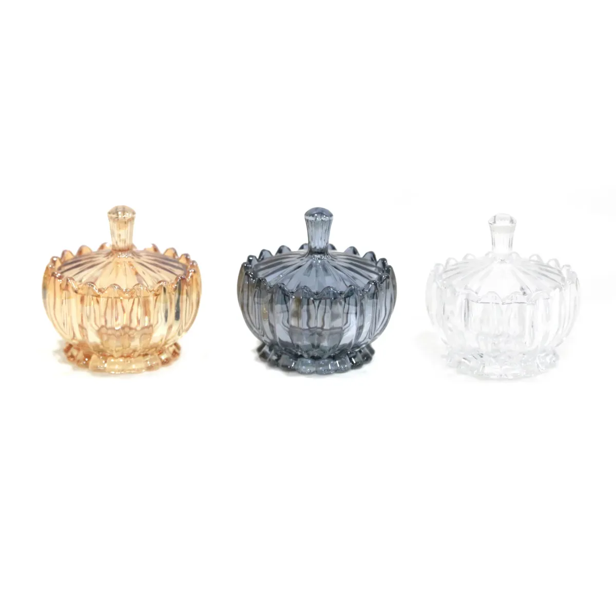 Clear Ribbed Glass Bonbonniere