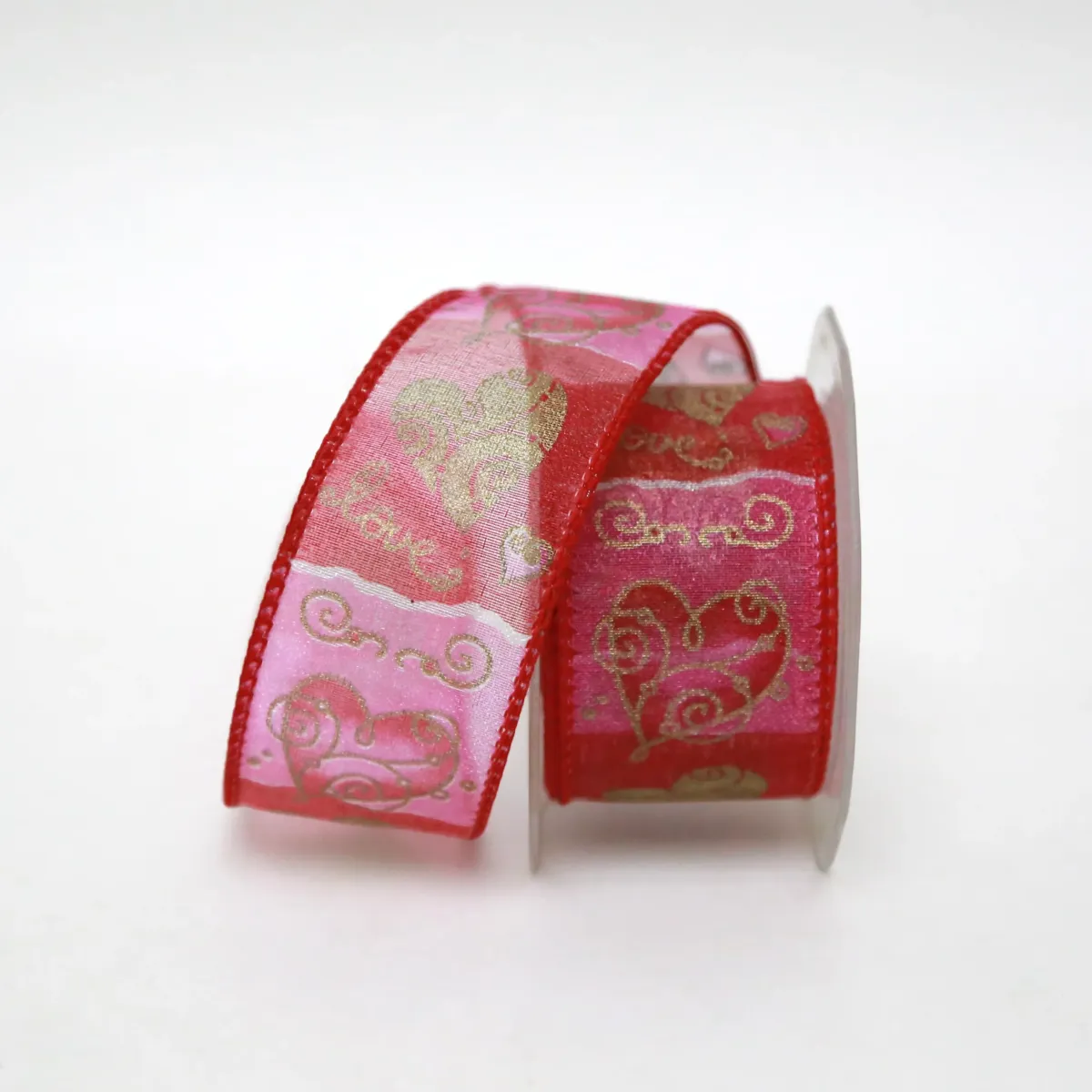 Red Pink Heart Organza Ribbon