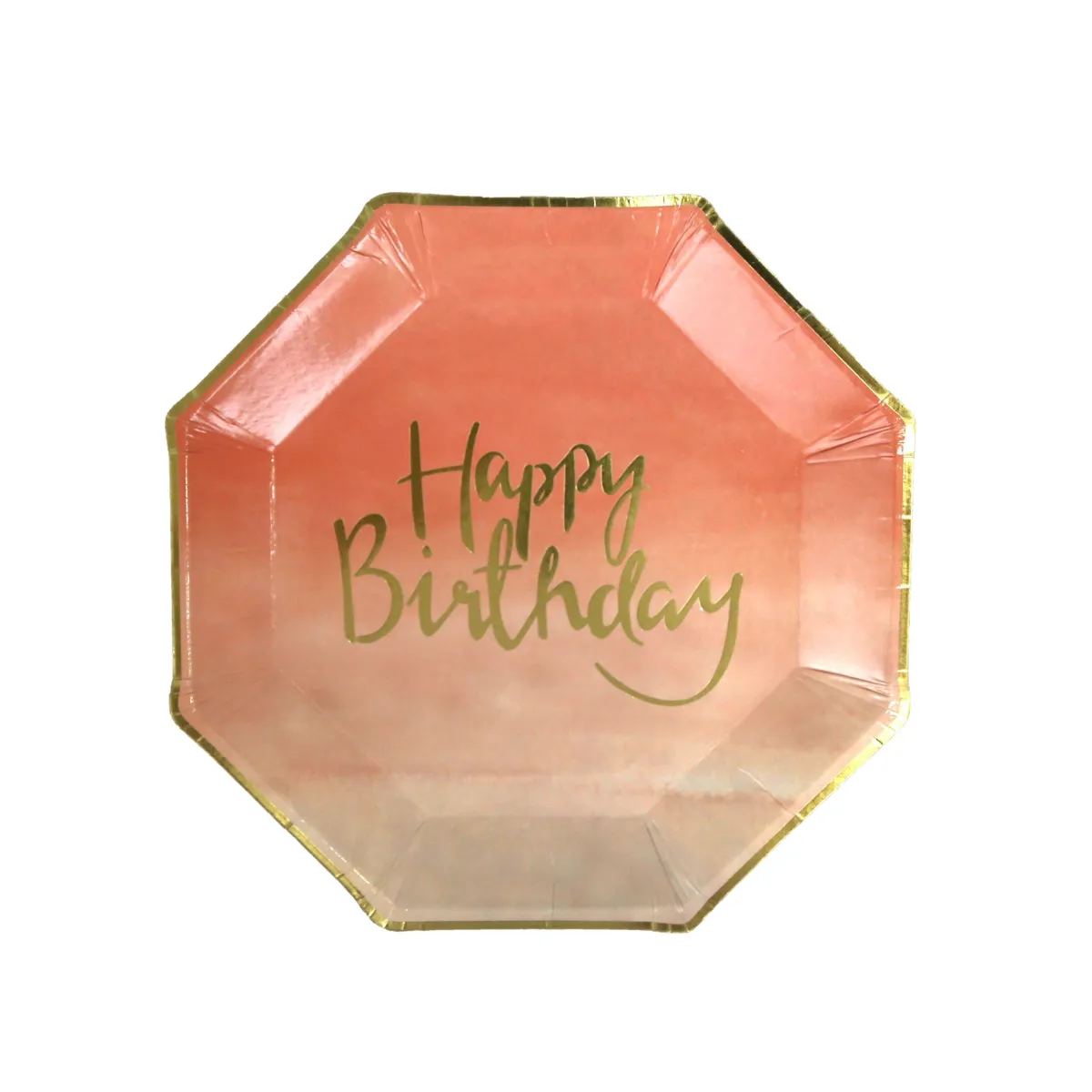 Happy Birthday Pink Gradient Hexagon Plate – Festive Party Tableware