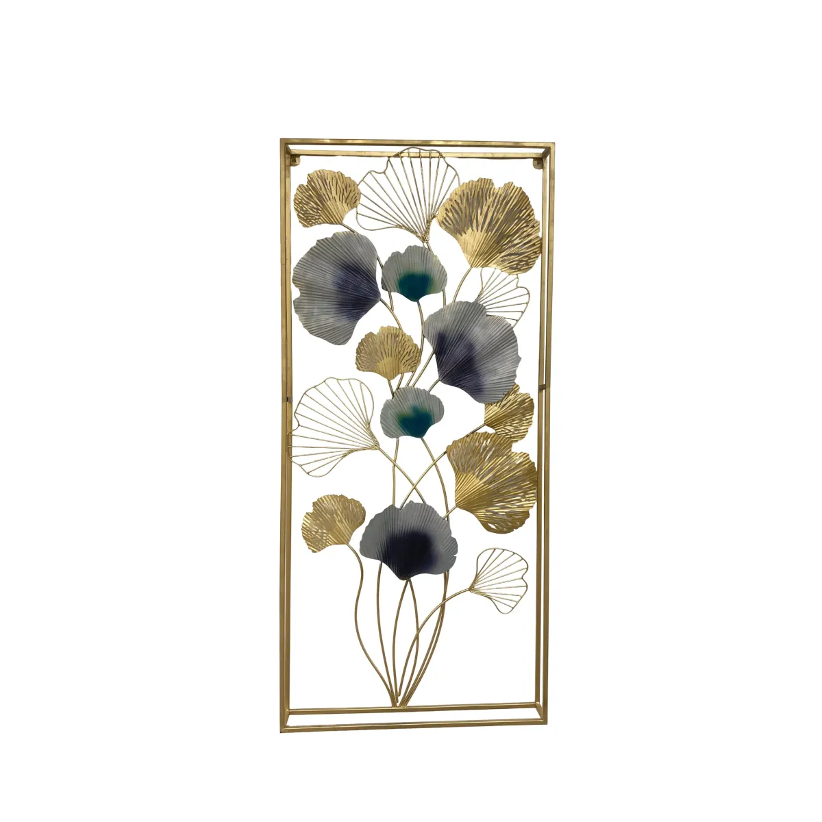 Vertical Framed Metal Ginkgo Wall Art