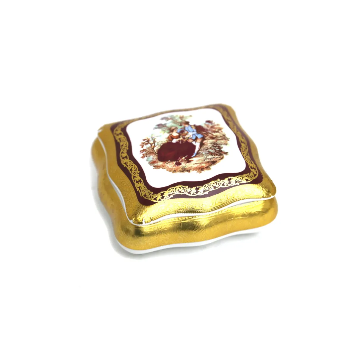 Golden Rim Limoges Glass Box