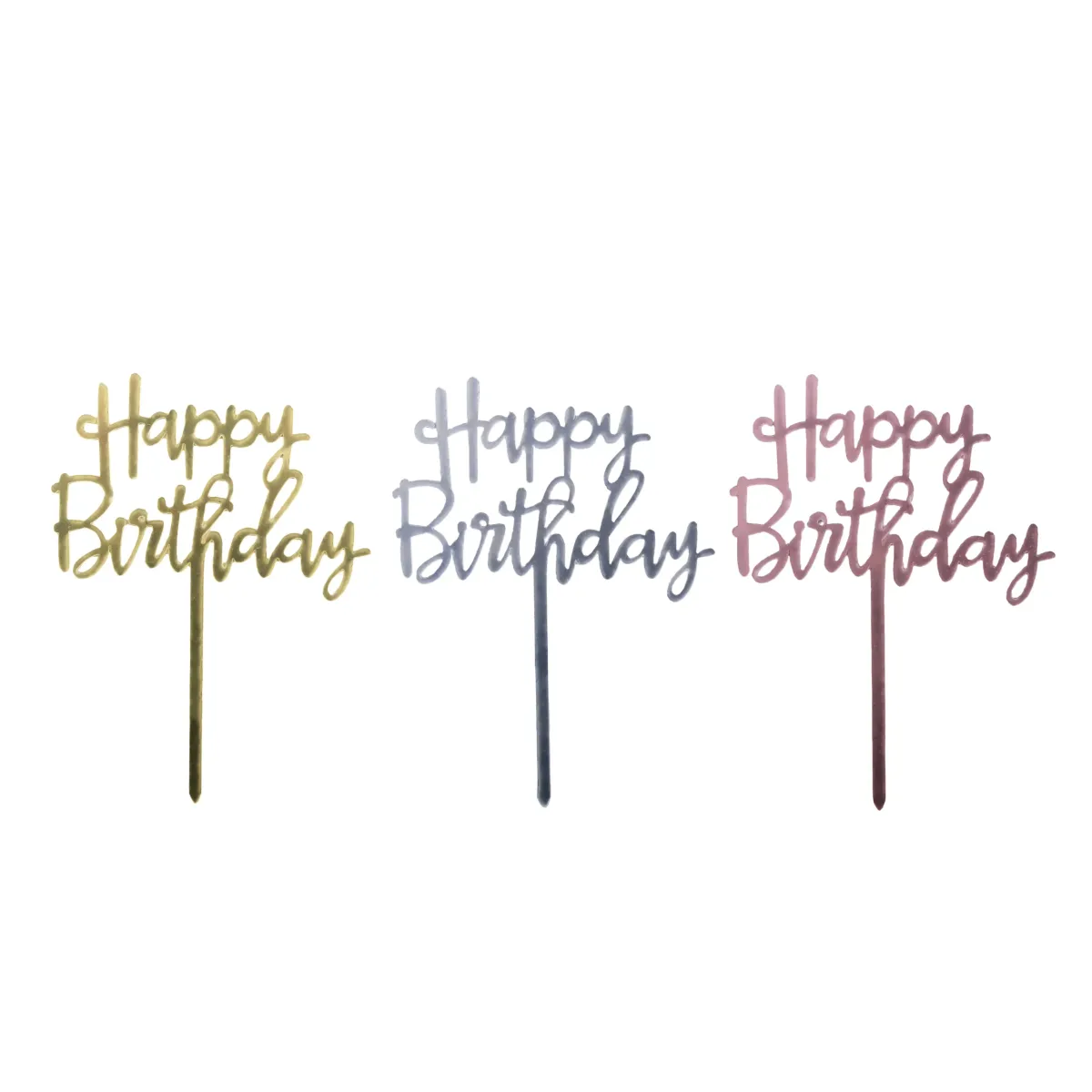 Happy Birthday Cake Topper Elegant Acrylic Decor