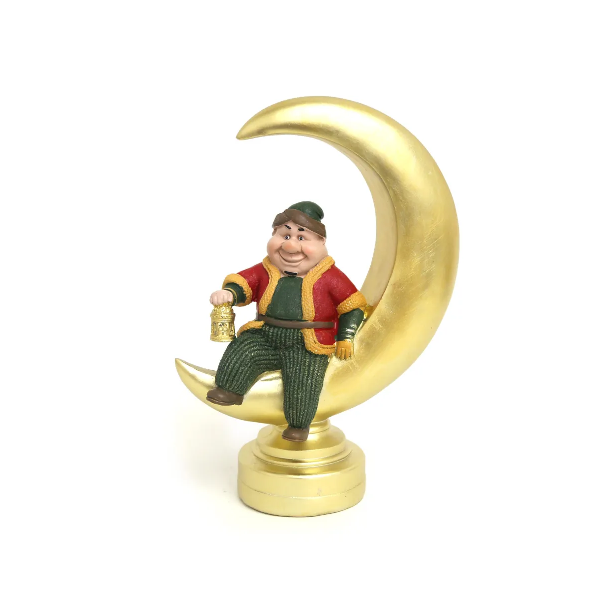 Freestanding Sitting Fananees Fat Man on Crescent – Ramadan Decorative Collection | Festive Tabletop & Home Decor Accent