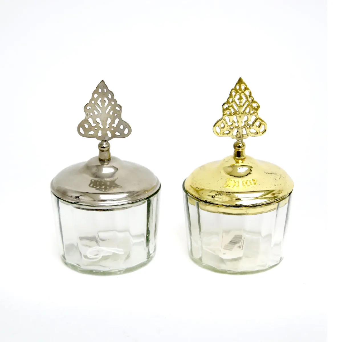 Regal Radiance: Gold and Silver Glass Cover Metal Dome Decorations for Ramadan