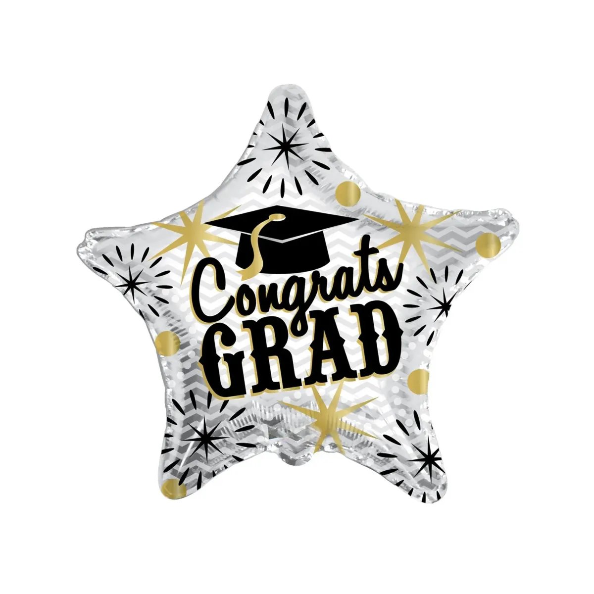 Shining Star Grad Balloon – Gold “Congrats Grad” Star Foil Balloon – 18 Inch Graduation Party Decorations – Perfect for Class of 2024 Celebrations