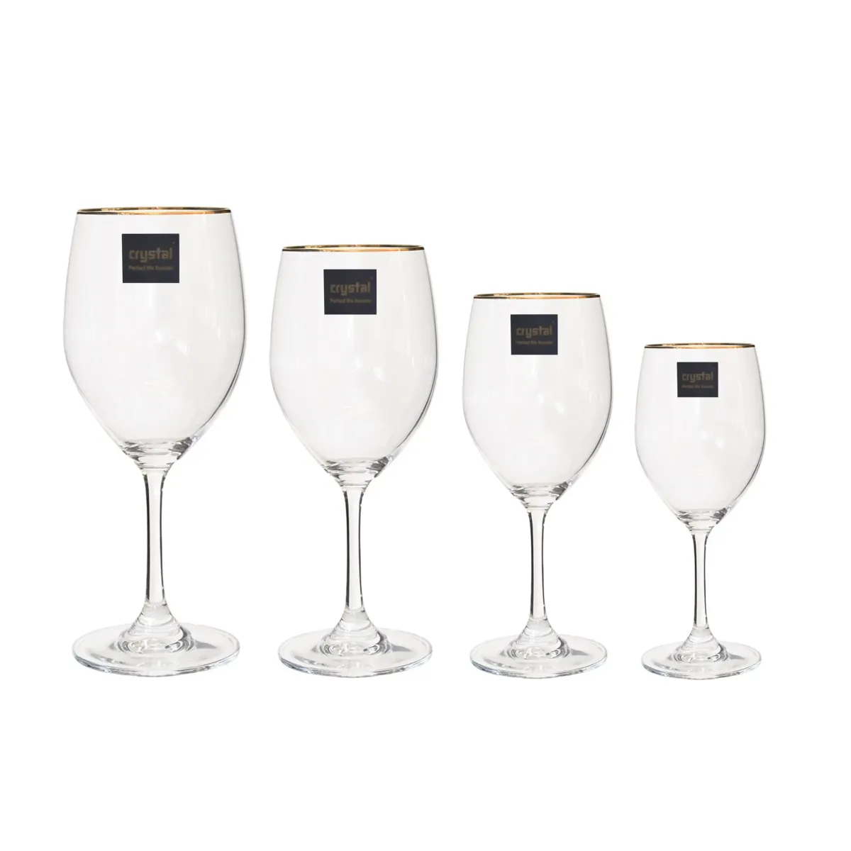 Rimmed Crystal Cups Different Sizes
