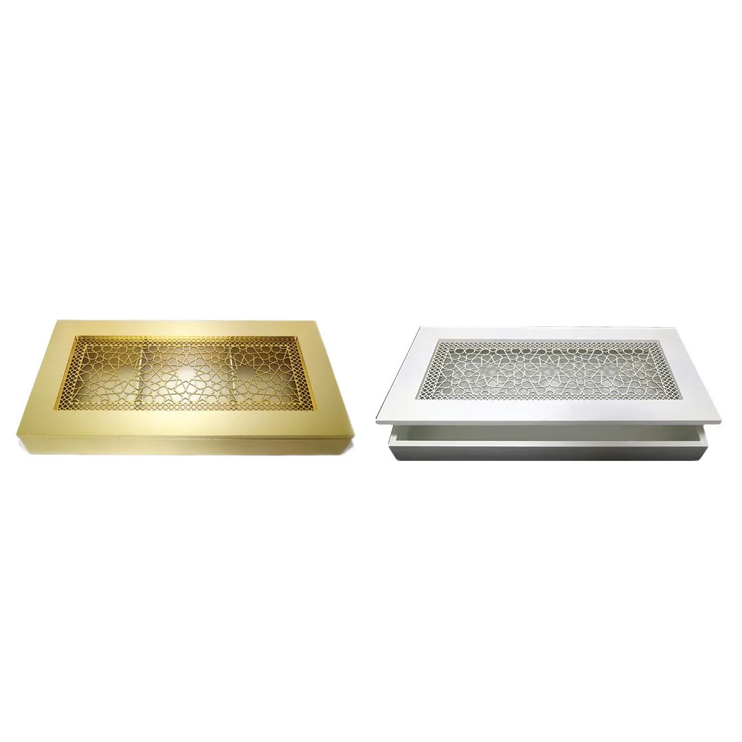 Metal Arabesque Clear Cover Rectangle Wooden Box – Elegant Ramadan Decoratives & Islamic Storage