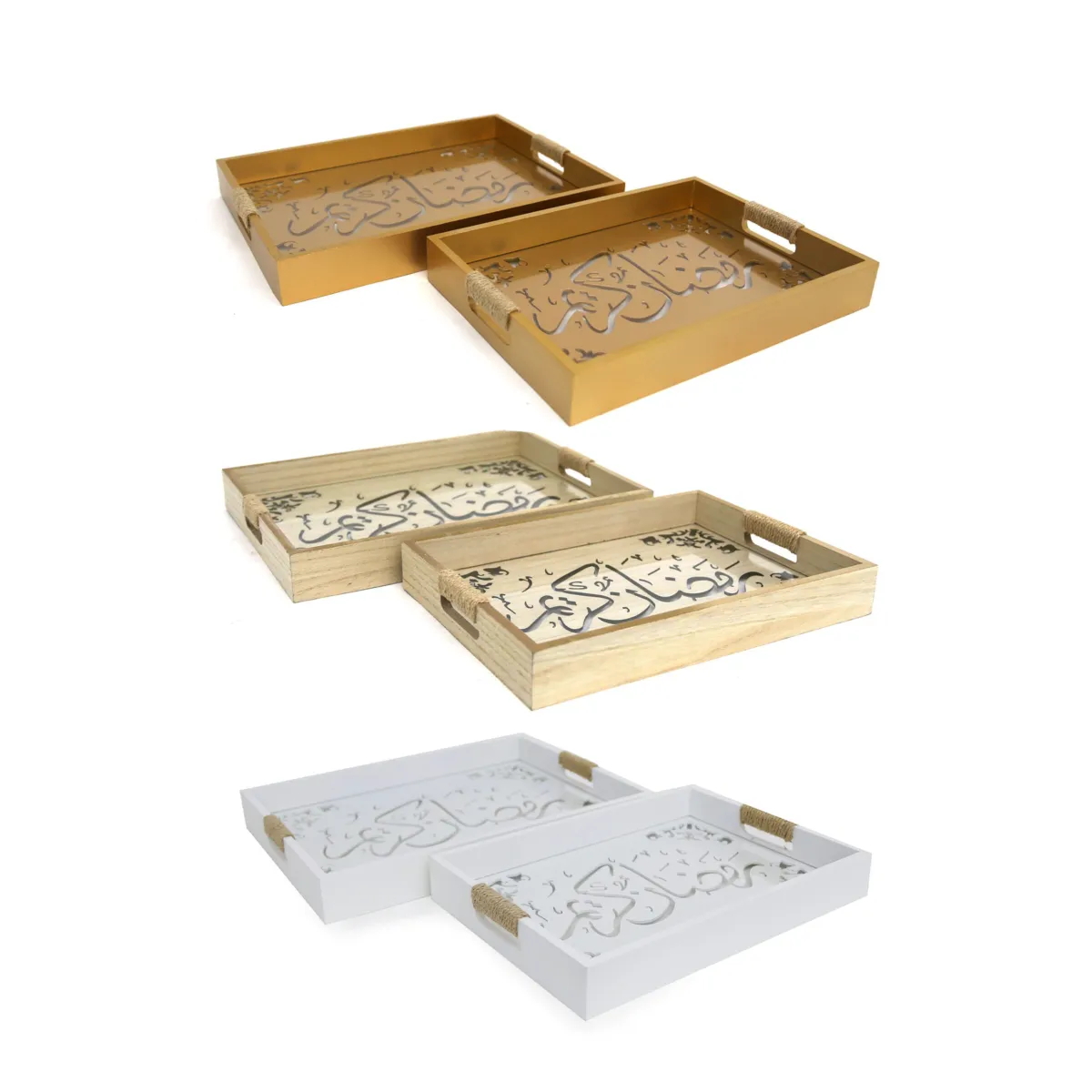 Ramadan Kareem Handle Wooden Tray – Elegant Islamic Serving Tray for Ramadan & Home Décor