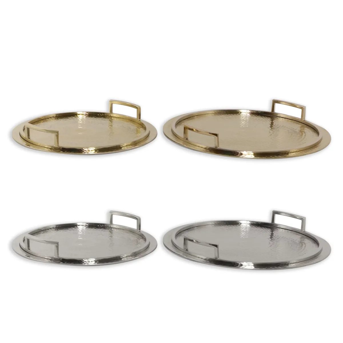ALU Round Hammered Dutch Serving Tray