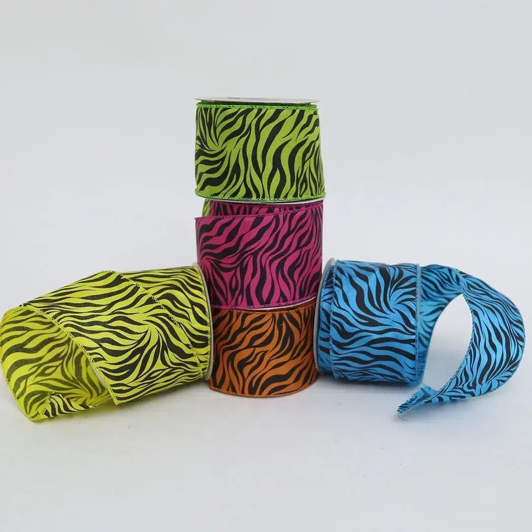 Colored Zebra Printed Ribbon