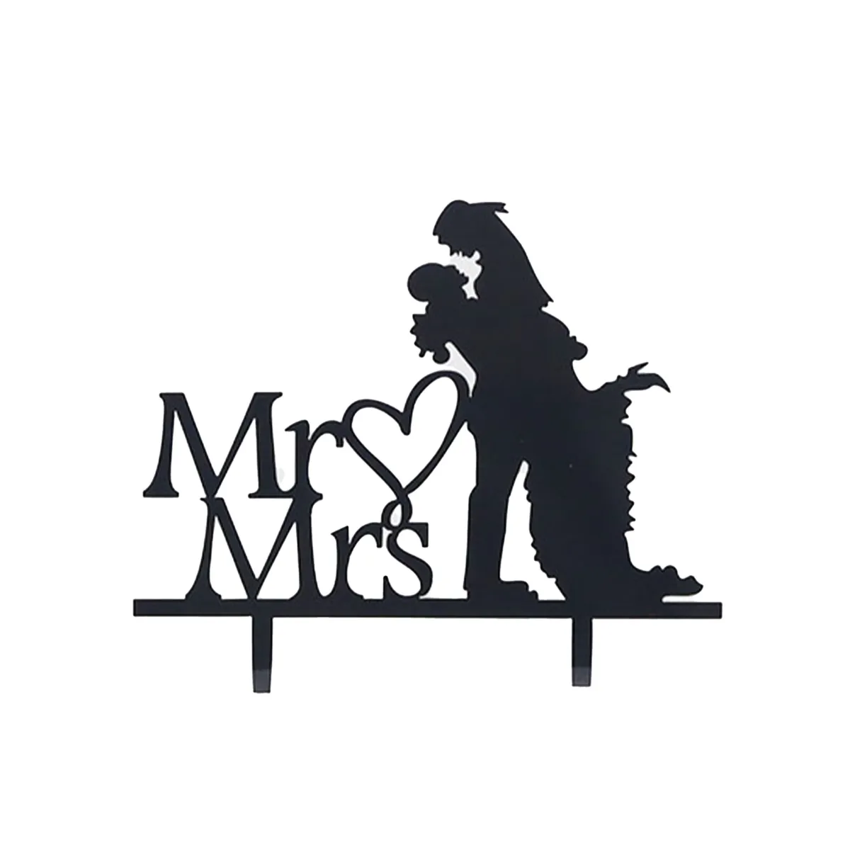 Black “Mr&Mrs” Hugging Plexi Cake Topper – Elegant Love for Your Special Day!