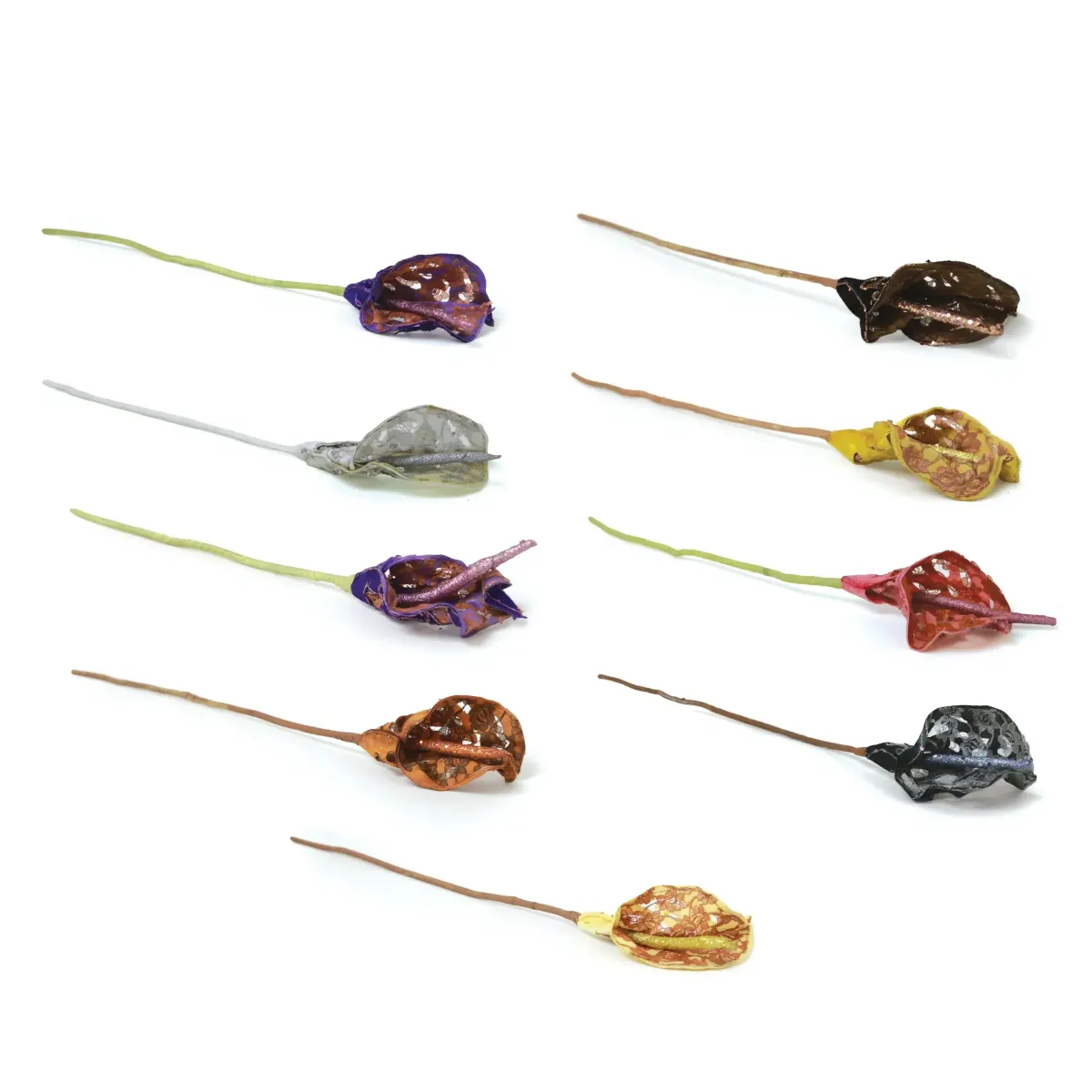Metallic Foiled Bud Stem Branch