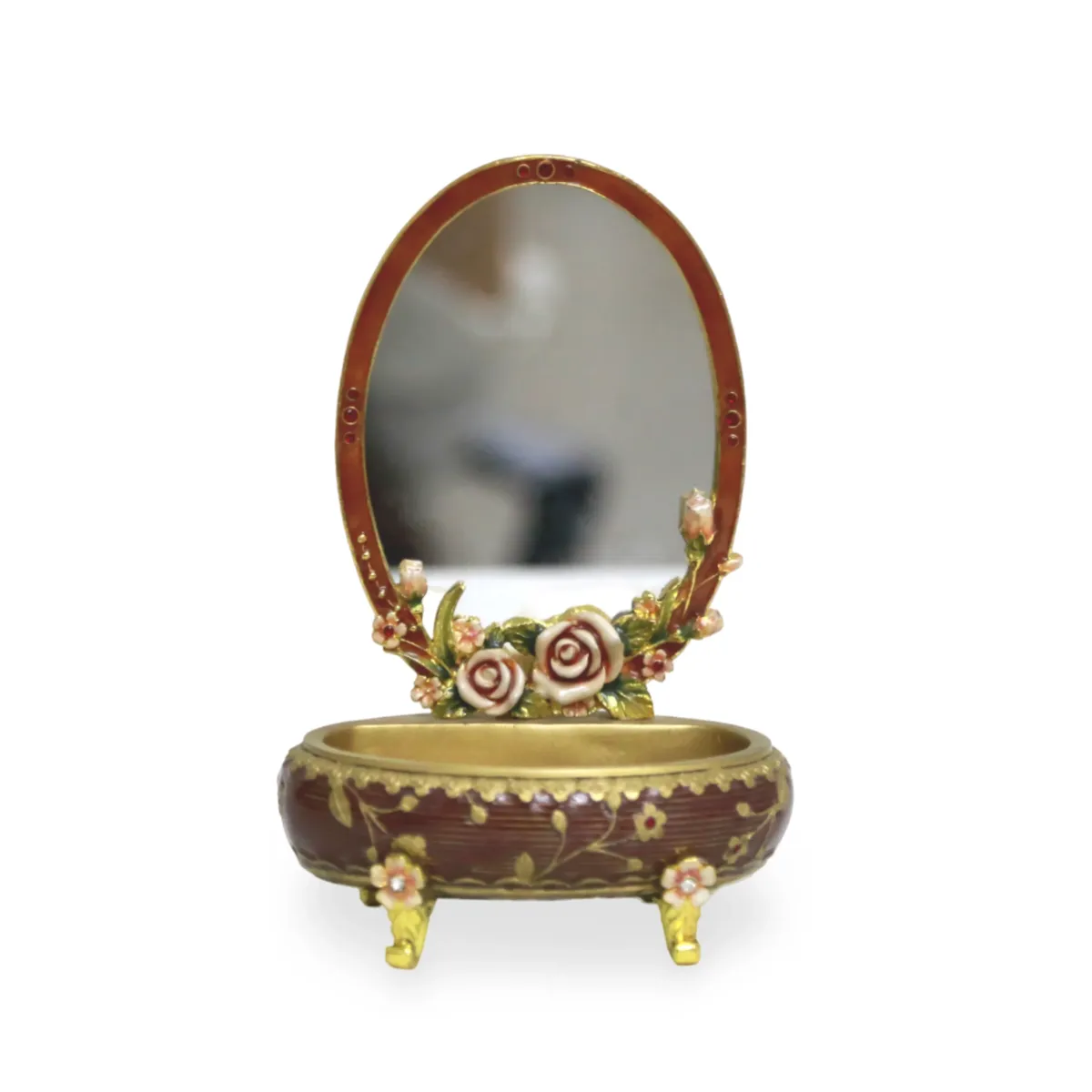 Burgundy Soap Trinket Tray With Mirror